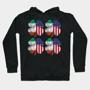 Four Irish American Flag Ireland Shamrock St Patrick Day Hoodie